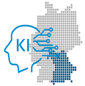 Logo KI-Kopf auf Bayernkarte